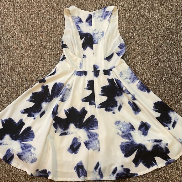 Womens Lulus Seeing Chic Blue and Ivory Print Skater Dress - Picture 8 of 8